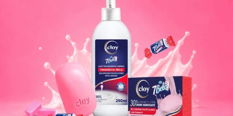 Bala 7Belo vira sabonete e hidratante corporal com fragrância inspirada no doce