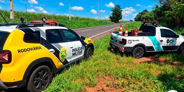 Motociclista fica ferido após perder o controle e cair na PR-182